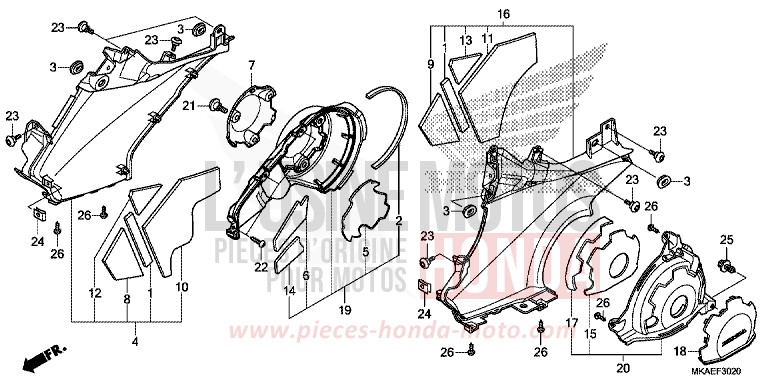 PANNEAU MARCHE/FLASQUE DE MOTEUR de Integra 750 MAT ALPHA SILVER METALLIC (NHB73) 2018